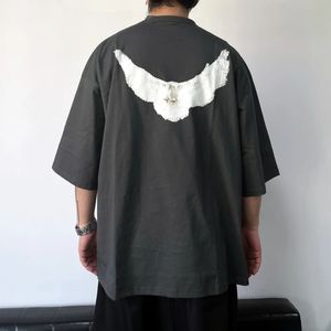 T-shirt da uomo alla moda ampia oversize con maniche a gomito e streetwear