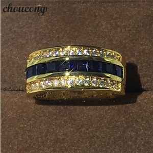 Nya modesmycken manlig ring Stone Diamond Yellow Gold Filled Party Wedding Band Ring for Men Women Top Quality267V