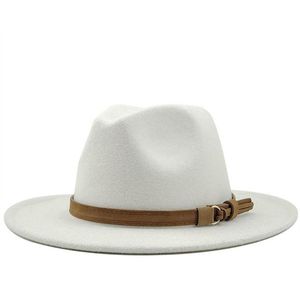 Vintage Fedora Hat Erkek Kadın Taklit Yün Yünlü Lady Wide Brim Jazz Panama Sombrero Cap M03233F