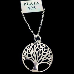 Mode Silver Tree of Life Pendant Necklace Silver Totem Religion 18Inch krage Popular 925 Bröllop Valentines Day Jewelry267G