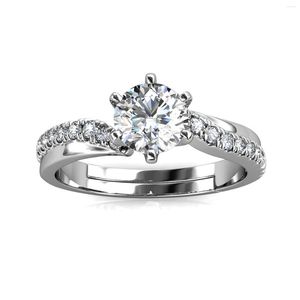Cluster-Ringe Daisini 925 Sterling Silber 1 Karat perfekter weißer Moissanit-Diamant, Hochzeit, Verlobungsring, Geschenk für Sie/Frauen