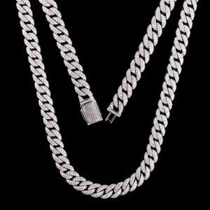 Fabrik Lågpris 10mm 2Rows VVS Pass Tester Moissanite Cuban Chain 925 Sterling Silver Gold Ice Out Hip Hop Jewelry