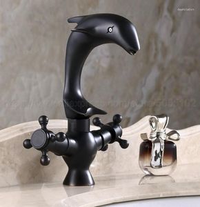 Bathroom Sink Faucets Basin Oil Rubbed Bronze Faucet Double Cross Handle Bath Kitchen Mixer And Cold Tap Znf314
