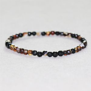 MG0043 Hela naturliga brunt agatarmband 4 mm Mini Gemstone Energy Armband Women's Mala Yoga Jewelry3376