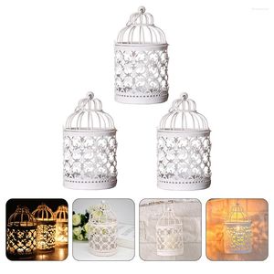 Candle Holders 3Pcs Birdcage Holder Lantern Decorative Tealight Lanterns Hanging Centerpieces For Table Wedding Party Patio Indoor