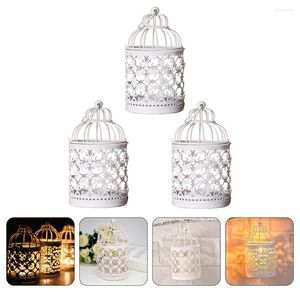 Świece 3PCS Birdcage uchwyt latarnia dekoracyjne lampiony tealight wiszące centralne elementy na stół przyjęcie weselne patio wewnętrzne wewnętrzne