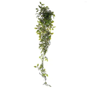 Decorative Flowers Hanging Potted Faux Pendant Plastic Vine Green Garland Decor Greenery Fake Adornment Wall-mounted Rattan Artificial