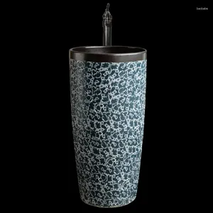 Badrumsvaskkranar Jingdezhen Ceramic Column Art Washcasin One-Piece Integrated Basin Toalettbalkong Wash