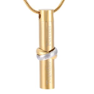 HLN9944 2 Rings Together Hold Cylinder Urn Hold Ashes Keepsake Urn Memorial Jewelry Cremation Urn Pendant Necklace For Pet Human A209P