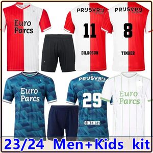 23 24 KOKCU maglie da calcio via Gimenez Feyenoords Danilo 2023 2024 Home TRAUNER kit da uomo per bambini HARTMAN GIMENEZ PAIXAO TAABOUNI maglia da calcio ROSSA di alta qualità