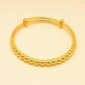 10A Armreif mit geschnitzten Perlen, 18 Karat Ziegelstein-förmige Dekoration, Gelbgold gefüllt, klassischer Damen-Armreif, verstellbares Armband, Geschenk
