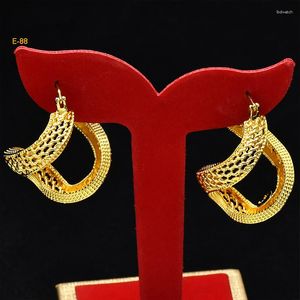 Hoop Earrings 24k Gold Plated Earring Fashion Chunky Exaggerate African Dubai Style For Women Jewelry Party Gifts