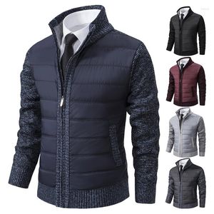 Maglioni da uomo Giacca Patchwork Moda Business Casual Cerniera Colletto alla coreana Tasca Autunno Inverno Streetwear Maglione lavorato a maglia da uomo Cardigan