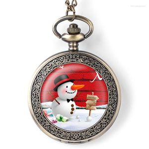 Orologi da tasca stile cartone animato di Natale antico vintage cassa dell'orologio al quarzo collana con pendente catena orologio squisito per uomini e donne regali