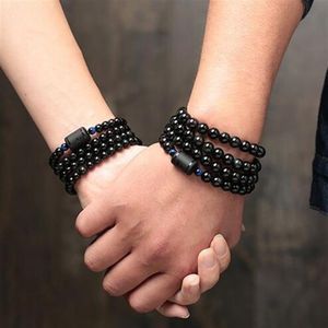 6mm 8mm Obsidian Dragon Phoenix Pattern Stone Beaded Bracelet Lovers Transfer Luck Bracelet & Bangle Jewelry Gift CX200724252R