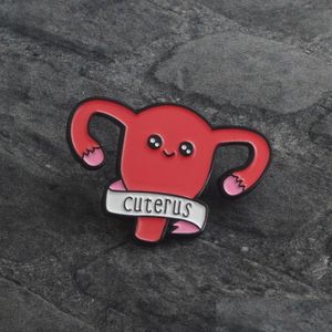 Pins Broschen Feminismus Hurra Cartoon Cuterus Uterus Emaille Pins Broschen Abzeichen Anstecknadel Zubehör Girl Power Frauenrechte Femi311o