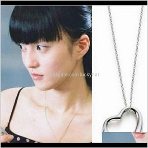 gioielli fatti a mano moda coreana semplice argento liscio a forma di cuore cuore di pesca gioielli da donna Ioe4J collane con ciondolo Wni5H225L