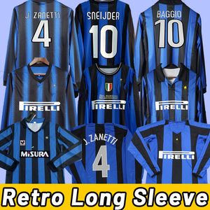 2009 Retro Soccer jerseys MIITO SNEIJDER ZANETTI Milan Eto'o Football Djorkaeff Baggio ADRIANO MILAN Inter BATISTUTA Long sleeve 09 10 11 98 99 2010 2011 1998 1999 90