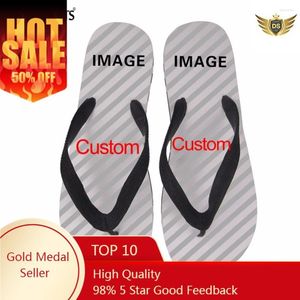 Slippers Custom Shoes Men's Summer Rubber Flip Flops Customized Images / Drop Wholesales Non-Slip Lightweight Durable