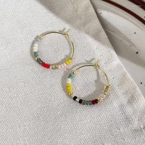 Hoop Earrings PONYKISS 925 Silver Zircon Colorful Bead Stud For Women Geometric Fine Jewelry Minimalist Accessories