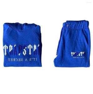 Herrspårar Trapstar Man Set Chenille avkodad huva spårdräkt Bright Dazzling Blue White Trapstar Jacke Schwarz Woman Suit Advanced Design 559ess