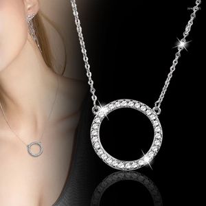 Naszyjniki wiszące Kioozol klasyczny okrągły okrągły naszyjnik z cyrkonią sześcienną dla kobiet różowe złoto srebrne kolory ślubne biżuteria imprezowa biżuteria