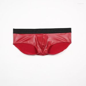 Underbyxor M-5XL män våtlook faux läder latex boxare olja glänsande låg stigning trosor släta shorts underkläder höftlyftstammar sexiga festklubbkläder