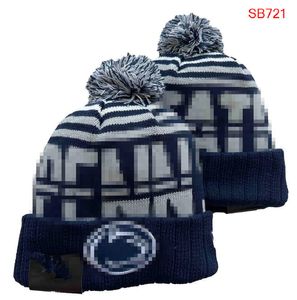 Gorro Penn State Nittany Gorro North American College Team Side Patch Inverno Lã Esporte Chapéu de malha Skull Caps a1