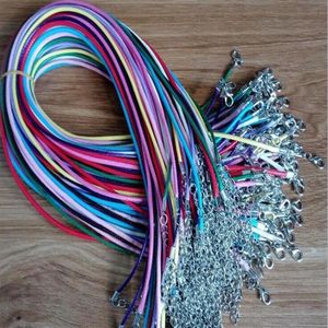 100pcs Colorful Wax Leather Necklace strap buckle shrimp Pendant Jewelry Leather cord lanyard with Chain DIY 284K