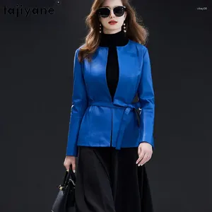 Giacca da donna in vera pelle Tajiyane vera giacca da donna in vera pelle di pecora giacche corte per il 2023 sottile ed elegante streetwear