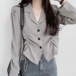 Women's Suits 2023 Spring And Autumn Minimalist Style Lapel With Three Button Drawstring Waistband Long Sleeved Single Wear Small Suit