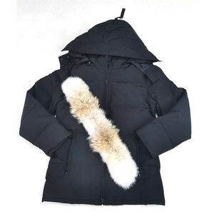 Doudoune Kadın Puffer Coat Klasik Klasik Down Ceket Femme Açık Jassen Outerwear Gerçek Çakal Kürk Sıcak Kapşonlu Rüzgar Geçirmez Su Geçirmez Yastıklı Katlı Katlı Kat Hiver Parka