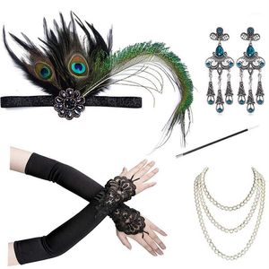 1920S Flapper Accessories Costume Set 20S Headband Gloves Cigarette Holder Necklace for Women Prom1216N