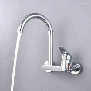 Rubinetti della cucina Rubinetto a parete in ottone cromato Rotazione a 360 gradi Rubinetto per lavello Miscelatore acqua fredda per balcone Lavaggio della lavanderia Piscina