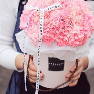 Handheld Flowers Bouquet Birthday Valentine Lolvely Mini Paper Packing Box Case With Lid Hug Bucket Florist Gift Storage Boxes343m