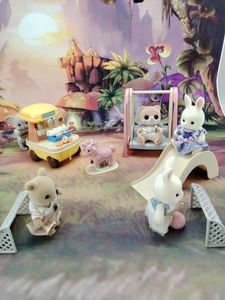Dolls Dollhouse Miniature Toys Forest family outdoor sport Pretend accessory Swimming pool boat ice cream cart swing Kids 230928