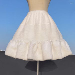 Röcke Frauen Lolita Petticoats Herbst Winter Gefüttert Verdickt Warm Ohne Knochen Puffy Täglichen Weichen Samt Kleid Unterstützung Unterrock