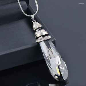 Hänge halsband Sinleery Vintage Big Grey Stone Long Necklace For Women Fashion Jewelry