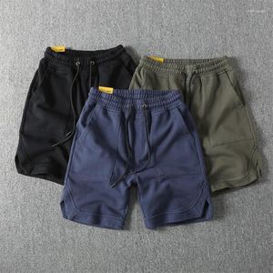 Pantaloncini da uomo in cotone estivo casual tinta unita lavato retrò cargo moda al ginocchio sport da spiaggia