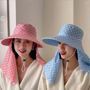 Ampla Brim Chapéus Chapéu Grande Caminhadas Caps Capa Rosto Tea Picking Cap Mulheres Sol Verão UV Proteção Balde Com Pescoço Flap