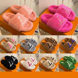 paseo comfort Furry Fluffy Luxury platform slippers designer slippers womens slippers black whit green Wool rubber slippers house slippers fur slippers