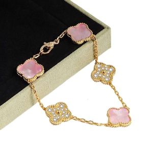 Biżuteria van clef bransoletka designerka kobiety oryginalne wysokiej jakości bransoletki koniczyna damska bransoletka łańcuch Bangle Pinks Banles Gold Braclet Luksus