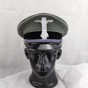 ベレー帽ドイツのワッフェンエリート歩兵役員バイザーキャップウールは軍用帽子と2つの金属シルバーバッジ235Vを作った