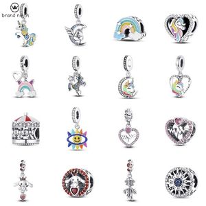 925 silver for women charms jewelry beads Scattered Bead Unicorn Pendant