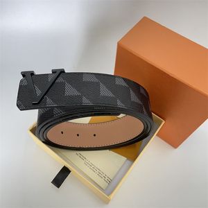 Designerbälten män Luxurys Belt Woman Leather Business Plaid Midjeband Kvinnor Big Gold Silver Svart Buckle Längd 90-125cm AAAAA+