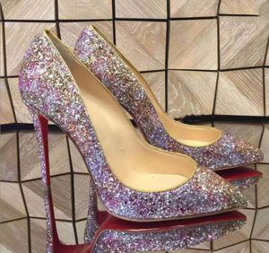 Elbise ayakkabıları yeşil parlak payetler kadın sivri ayak parmağı yüksek topuklular glitter üzerinde slip stiletto pompalar için zarif bayanlar şık düğün partisi