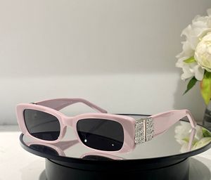 Rectangle Sunglasses with Stones Pink/Silver 0096 Women Sunnies Gafas de sol Designer Sunglasses Shades Occhiali da sole UV400 Protection Eyewear Unisex