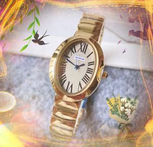 Modny owalny kształt mały prosty zegarek zegarek pełny stal ze stali nierdzewnej rzymski zegar rzymski zegar cała kryminalna moduł ruchu kwarcowego Rose Gold Srebrny kolor