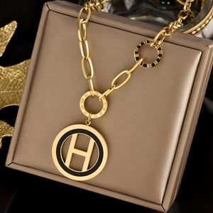 Mode enkel bokstav alfabetet h hänghalsband för kvinnor guld sliver ros färg källkedja smycken gåva3195