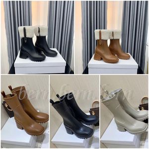 女性用のファッション女性の太いかかとの雨ブーツ女性のための毛皮なしRainbootsEU35-40